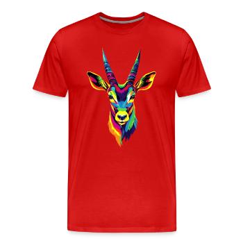 Antilope, Koudou, Gazelle, Afrique, Serengeti, Antilope - T-shirt bio Premium Homme - rouge - Devant - Damien (186cm)