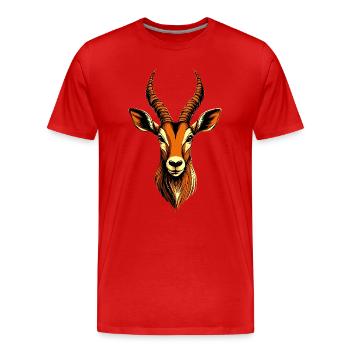 Antilope, Koudou, Gazelle, Afrique, Serengeti, Antilope - T-shirt bio Premium Homme - rouge - Devant - Damien (186cm)