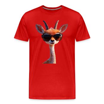 Antilope, Koudou, Gazelle, Afrique, Serengeti, Antilope - T-shirt bio Premium Homme - rouge - Devant - Damien (186cm)