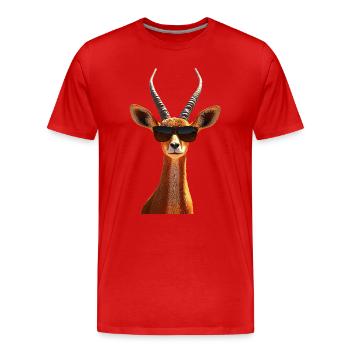 Antilope, Koudou, Gazelle, Afrique, Serengeti, Antilope - T-shirt bio Premium Homme - rouge - Devant - Damien (186cm)