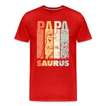 Papasaurus Rex Babysaurus Vatertag Papa geworden - Männer Premium Bio T-Shirt - Rot - Vorne - Damien (186cm)