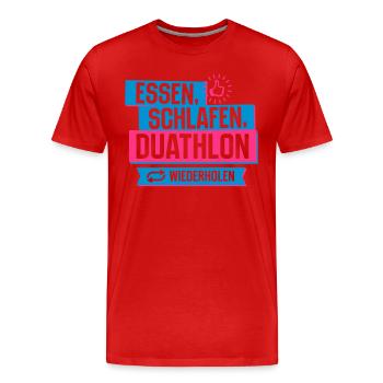 Hobby Duathlon - Männer Premium Bio T-Shirt - Rot - Vorne - Damien (186cm)