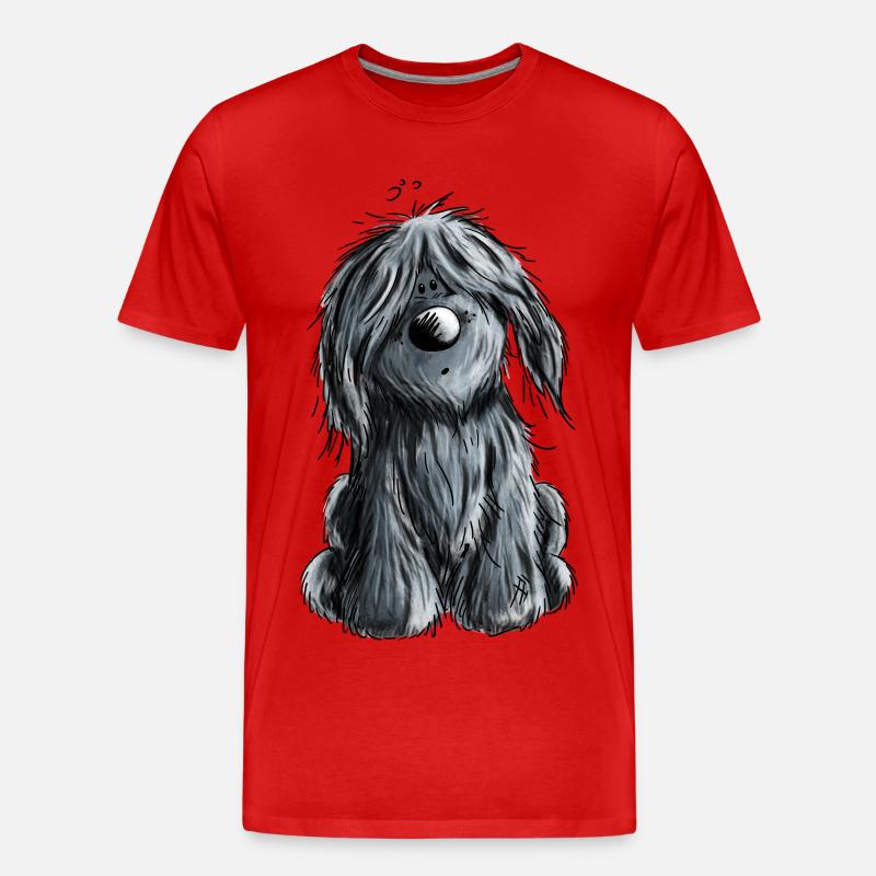 Knuffiger schwarzer Briard - Hund - Geschenk - Männer Premium Bio T-Shirt - Rot