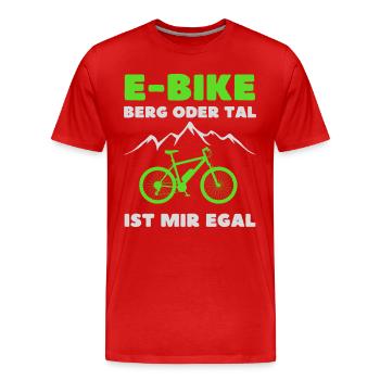 L’idée cadeau E-Bike montagne ou vallée n’a pas d’importance pour moi - T-shirt bio Premium Homme - rouge - Devant - Damien (186cm)
