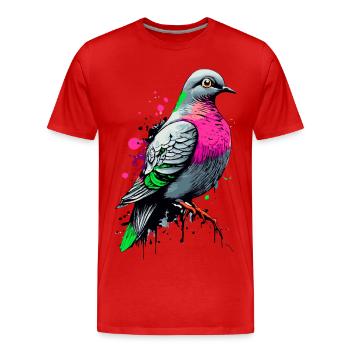 City Pigeon Colorful - Doves - I Love Pigeons - Men's Premium Organic T-Shirt - red - Front - Damien (186cm)