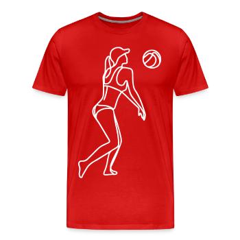 Dessin d’un joueur de beach-volley - T-shirt bio Premium Homme - rouge - Devant - Damien (186cm)