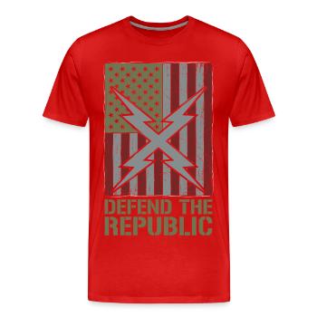 Défendre le drapeau de la République des États-Unis - T-shirt bio Premium Homme - rouge - Devant - Damien (186cm)