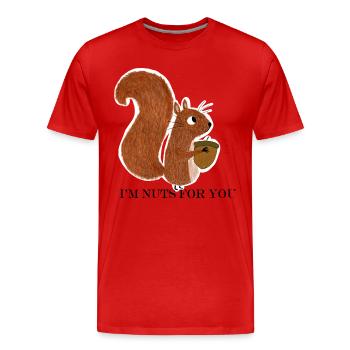 Eichhörnchen mit Eichel - Männer Premium Bio T-Shirt - Rot - Vorne - Damien (186cm)