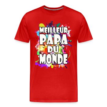 Cadeau fête des pères meilleur papa du monde - T-shirt bio Premium Homme - rouge - Devant - Damien (186cm)