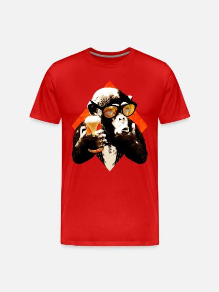 funny beer chimpanzee - Men's Premium Organic T-Shirt - red