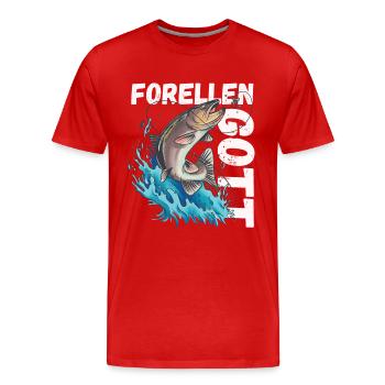 Forellen Gott - Männer Premium Bio T-Shirt - Rot - Vorne - Damien (186cm)