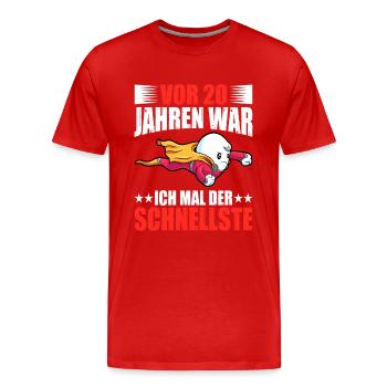 20 Jahre war ich der schnellste 20. - Männer Premium Bio T-Shirt - Rot - Vorne - Damien (186cm)