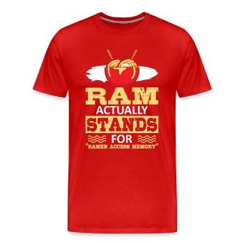 Ramen Access Memory | Ramen Lover Shirt | Ramen - Men's Premium Organic T-Shirt - red - Front - Damien (186cm)