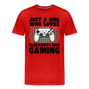 Gamer & Elefanten Videospiele & Majestic Power - Männer Premium Bio T-Shirt - Rot - Vorne - Damien (186cm)