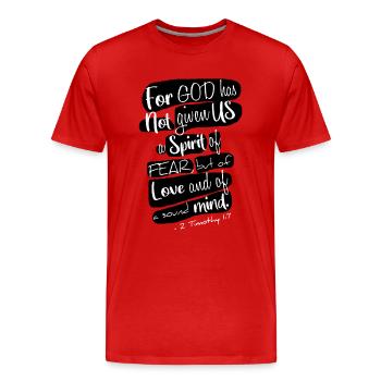 Vêtements chrétiens et foi chrétienne - T-shirt bio Premium Homme - rouge - Devant - Damien (186cm)