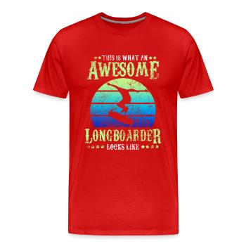 Longboard Skateboard - Männer Premium Bio T-Shirt - Rot - Vorne - Damien (186cm)