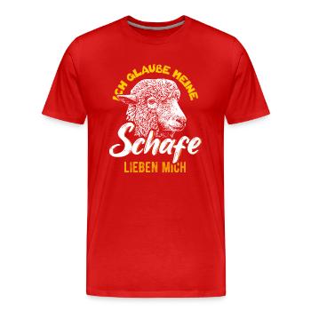 Hausschaf Merinoschaf Schafbock - Männer Premium Bio T-Shirt - Rot - Vorne - Damien (186cm)