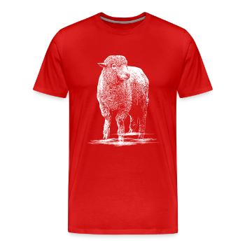 Schaf Illustration Schafbock - Männer Premium Bio T-Shirt - Rot - Vorne - Damien (186cm)