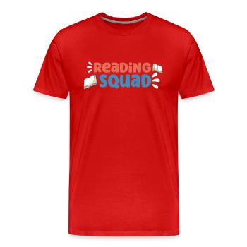 Book Reader Reading Literature Bookworm Gift Idea - Men's Premium Organic T-Shirt - red - Front - Damien (186cm)