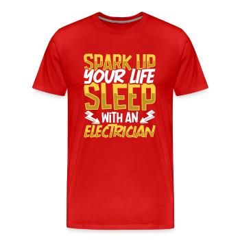 Électricien Ingénieur électricien monteur de lignes Électricien - T-shirt bio Premium Homme - rouge - Devant - Damien (186cm)