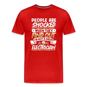 Electrician Electrical Engineer Lineman Electrical - Men's Premium Organic T-Shirt - red - Front - Damien (186cm)
