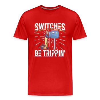 Électricien Ingénieur électricien monteur de lignes Électricien - T-shirt bio Premium Homme - rouge - Devant - Damien (186cm)