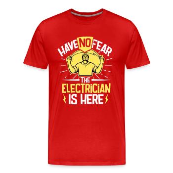Electrician Electrical Engineer Lineman Electrical - Men's Premium Organic T-Shirt - red - Front - Damien (186cm)