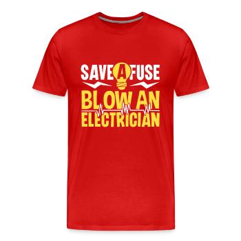 Électricien Ingénieur électricien monteur de lignes Électricien - T-shirt bio Premium Homme - rouge - Devant - Damien (186cm)