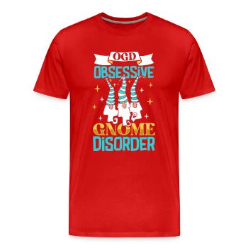 Gnomes de jardin Gnome Amant Drôle de Gnome Jardinage - T-shirt bio Premium Homme - rouge - Devant - Damien (186cm)