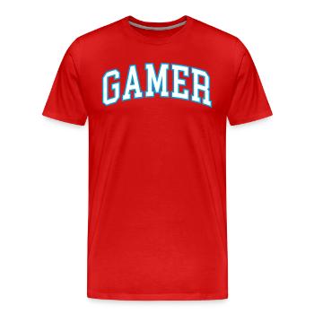 JOUEUR - T-shirt bio Premium Homme - rouge - Devant - Damien (186cm)