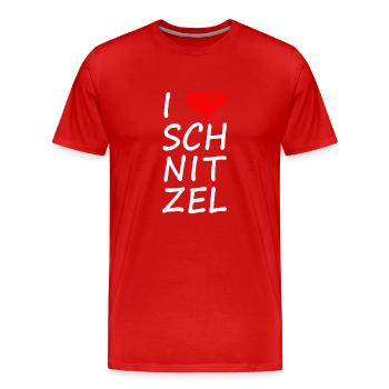 I LOVE SCHNITZEL - Männer Premium Bio T-Shirt - Rot - Vorne - Damien (186cm)