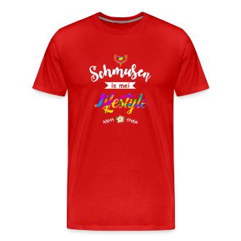 Schmusen is mei Lifestyle - Flirten Küssen Kiss me - Männer Premium Bio T-Shirt - Rot - Vorne - Damien (186cm)