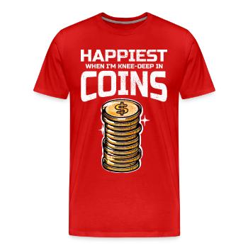 Numismatique de collection de pièces de monnaie - T-shirt bio Premium Homme - rouge - Devant - Damien (186cm)