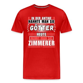 Les dieux dans l’Antiquité. Aujourd’hui menuisier - T-shirt bio Premium Homme - rouge - Devant - Damien (186cm)