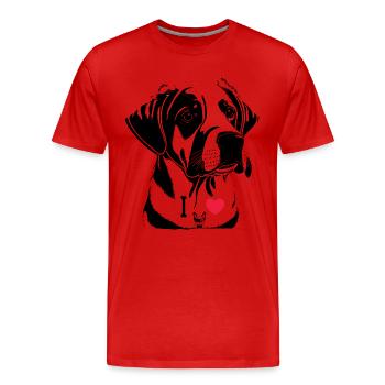 Lustige Hundeliebhaber Shirts, Hundeliebhaber Geschenke - Männer Premium Bio T-Shirt - Rot - Vorne - Damien (186cm)