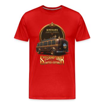 STEAMPUNK CLASSIC CAR VINTAGE RETRO MINIVANS - T-shirt bio Premium Homme - rouge - Devant - Damien (186cm)
