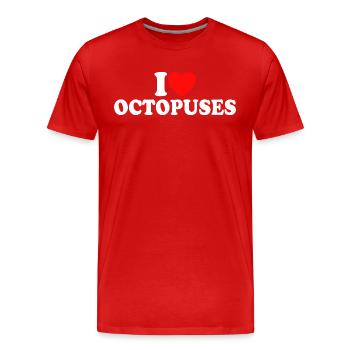 J'aime Les Poulpes - J'adore Les Poulpes - T-shirt bio Premium Homme - rouge - Devant - Damien (186cm)