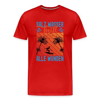 Salz Wasser heilt alle Wunden - Männer Premium Bio T-Shirt - Rot - Vorne - Damien (186cm)