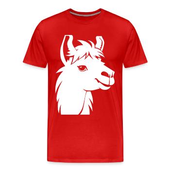 Lustige Lama Silhouette Freche Spaß Lamas - Männer Premium Bio T-Shirt - Rot - Vorne - Damien (186cm)