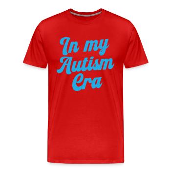 À l’ère de l’autisme - T-shirt bio Premium Homme - rouge - Devant - Damien (186cm)