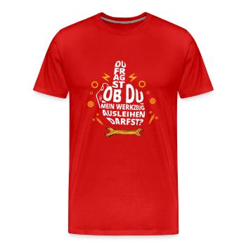 Handwerker T Shirt Mittelfinger Elektriker KFZ - Männer Premium Bio T-Shirt - Rot - Vorne - Damien (186cm)