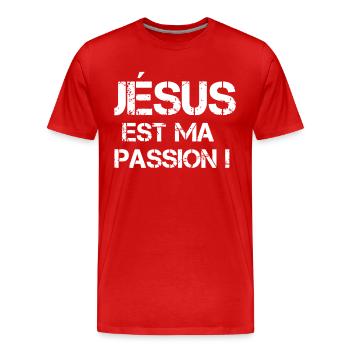 jesus ist meine Leidenschaft - Männer Premium Bio T-Shirt - Rot - Vorne - Damien (186cm)