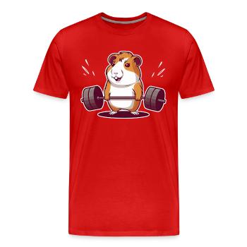 Soulevé De Terre Muscu Cochon D’Inde - T-shirt bio Premium Homme - rouge - Devant - Damien (186cm)