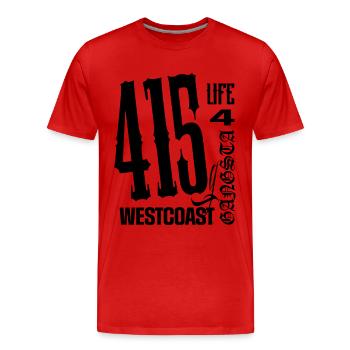 Westcoast Gangsta 4 Life - Männer Premium Bio T-Shirt - Rot - Vorne - Damien (186cm)