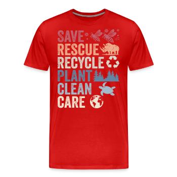 Speichern Retten Recyceln Anlage Saubere Pflege | Tag der Erde - Männer Premium Bio T-Shirt - Rot - Vorne - Damien (186cm)
