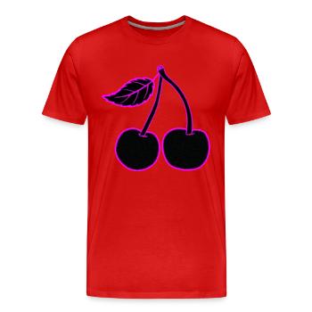 Neon Cherry Pink, subtil ou présent - T-shirt bio Premium Homme - rouge - Devant - Damien (186cm)