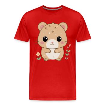 Hamster triste - T-shirt bio Premium Homme - rouge - Devant - Damien (186cm)