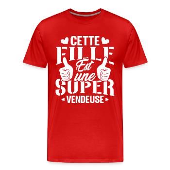 Cette Fille Est Une Super Vendeuse - T-shirt bio Premium Homme - rouge - Devant - Damien (186cm)