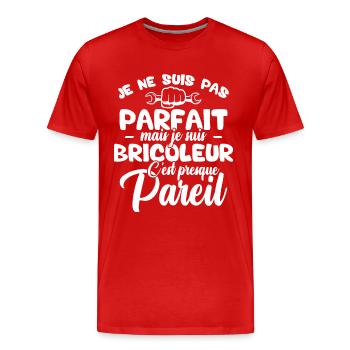 Je ne suis pas parfait mais je suis bricoleur - T-shirt bio Premium Homme - rouge - Devant - Damien (186cm)