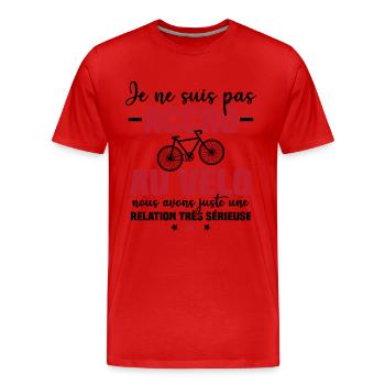 Je ne suis pas accro au vélo - T-shirt bio Premium Homme - rouge - Devant - Damien (186cm)